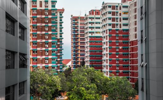 red and gray high-rise buildings